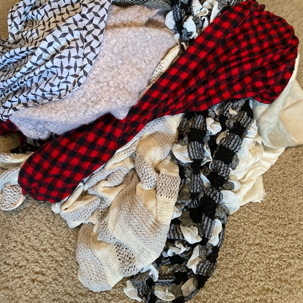 A whole bag full of scarfs!! All random!! A bunch of scarfs super cute!!